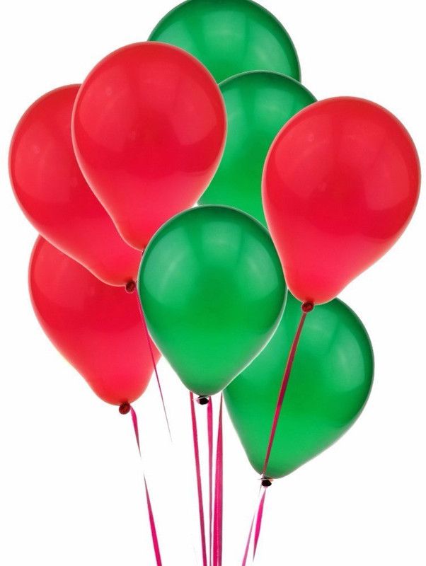 Party Propz Solid STO2147 Balloon  (Green, Red, Pack of 25)
