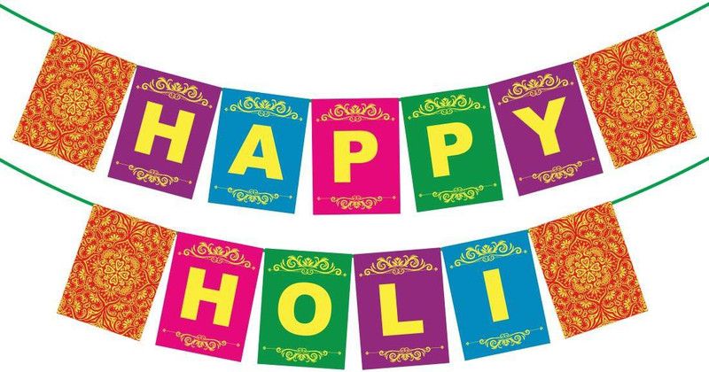 Party Propz 1pc Multicolour Design Happy Holi Banner for Holi Celebration / Party Decoration Banner  (5.75 ft, Pack of 1)