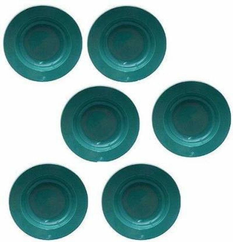 Birdie Ceramic/Stoneware Handmade Soup/Maggi/Macaroni/Pasta Plate (9-inches, Royal Sea Green Charger Plate  (Pack of 6, Microwave Safe)