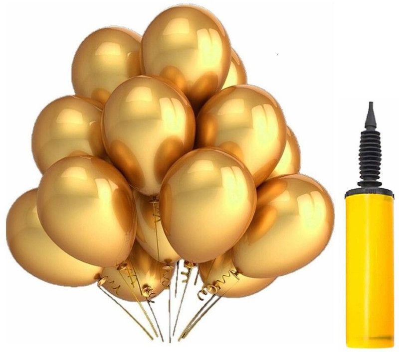 Neevaza Solid With Pump_Gold_100 Balloon  (Gold, Pack of 100)