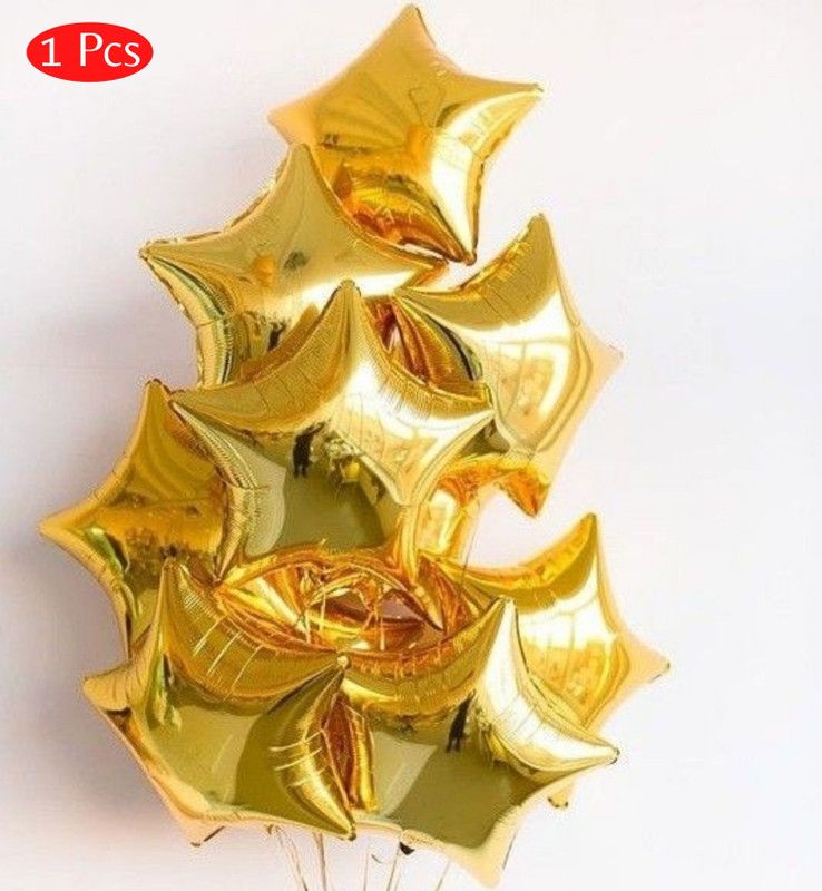 KIDS EARTH Solid Golden Star Foil Balloons Best for Party, Birthday, Anniversary & more Pack of 1 Balloon  (Gold, Pack of 1)