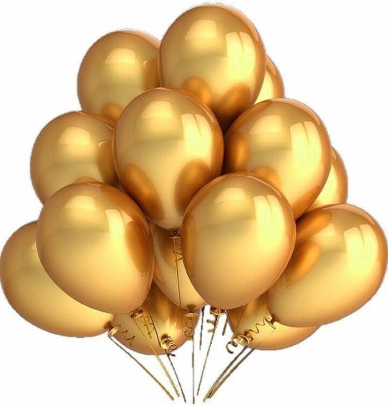 Riit Solid Metallic Balloons for Decoration, 10-inch (Golden) - Pack of 50 Balloon  (Gold, Pack of 50)