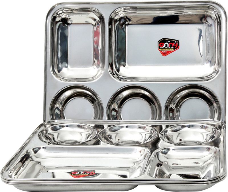 Anny SPDV15_4 Sectioned Plate  (Pack of 4, Microwave Safe)