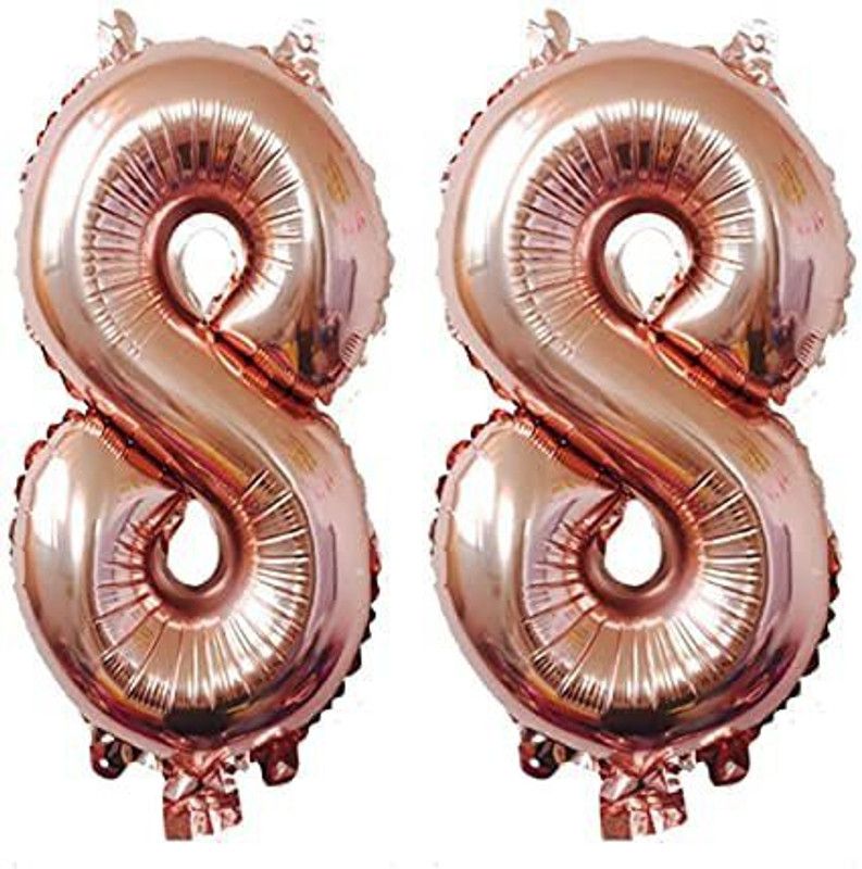 zerecord Solid '88' foil balloon decorationc Letter Balloon  (Pink, Pack of 2)