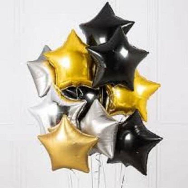GREENWORLDDECOR Solid PPS3 Balloon  (Black, Gold, Silver, Pack of 10)