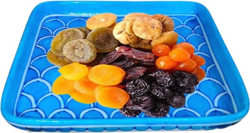 om craft villa Blue Pottery Square Serving Trays for Dinning Table (Dry Fruit, Snacks)(TPT35) Tray