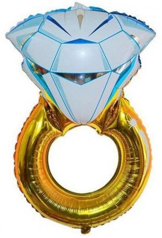 Bash N Splash Printed Diamond Ring 12" Engagement Anniversary Foil Balloon Balloon  (Multicolor, Pack of 1)