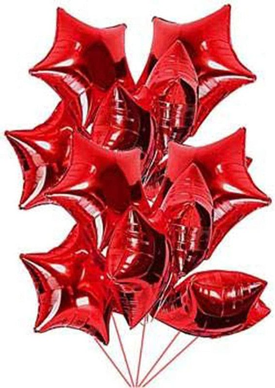 SOI Solid Star Foil Balloons for Birthday Anniversary Wedding Christmas Party Decoration - Pack of 11 (Red) Balloon  (Red, Pack of 11)