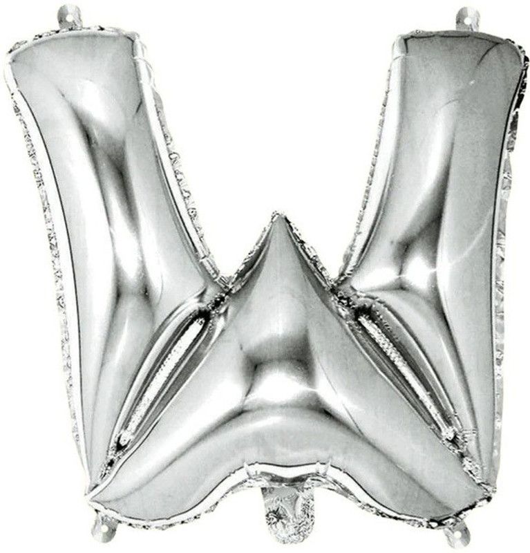 FUNCART Solid 30'' Foil Balloon Letter "W" of Alphabets - Silver Balloon  (Silver, Pack of 1)