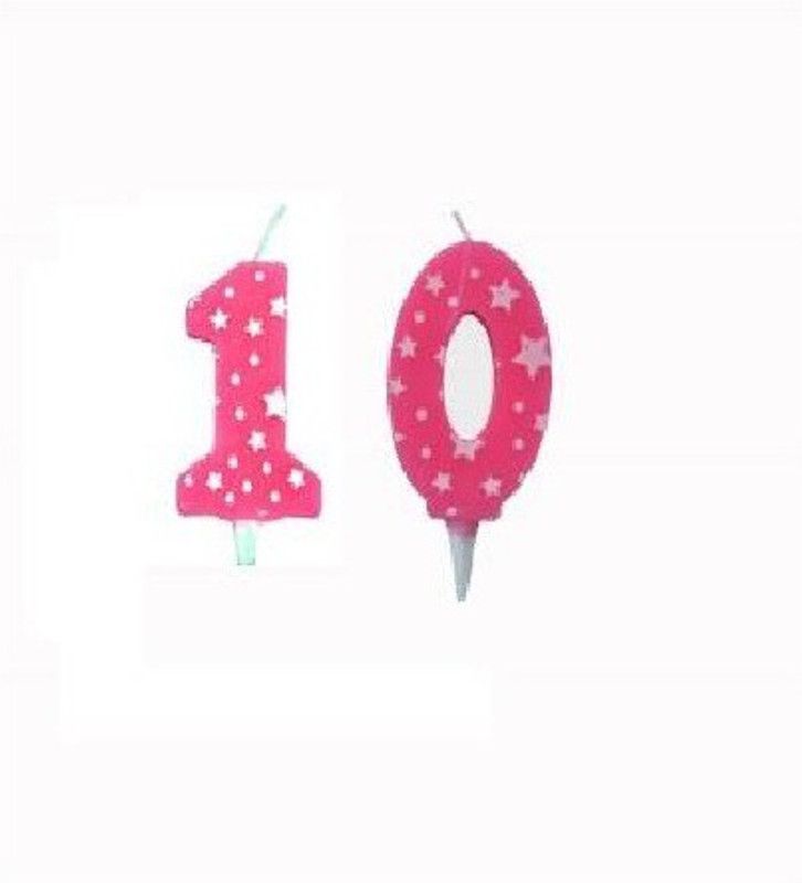 gorgeous moment 10 Happy Birthday Number Candle for Kids | Children | Boys & Girls | Happy Birthday Party | (10 digit Number Candle) Candle  (Pink, Pack of 2)