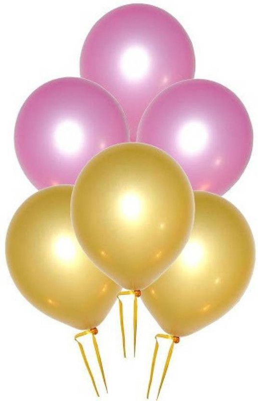 Riit Solid Metallic Balloons for Decoration Combo (Pink And Gold) Balloon  (Pink, Gold, Pack of 50)