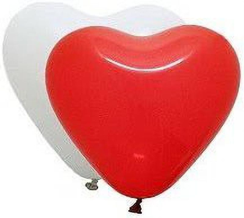 ShikharRetails Solid Party Heart Shaped Balloon Red & White (Pack of 60) Balloon  (Red, White, Pack of 60)