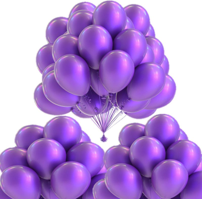 Dul Dul Solid Metallic Ballons Purple color latex balloons for birthday decoration 50 Pcs ~set of 50 Purple Color Metallic Chrome Balloons for birthday decoration,Theme Party Balloon  (Purple, Pack of 50)