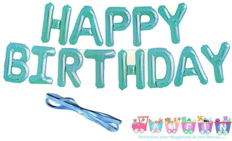 AMFIN Solid (16 Inch) Happy Birthday Letter Foil Balloons / Birthday Party Supplies / Happy Birthday Balloons For Party Decoration - Blue Balloon  (Blue, Pack of 1)