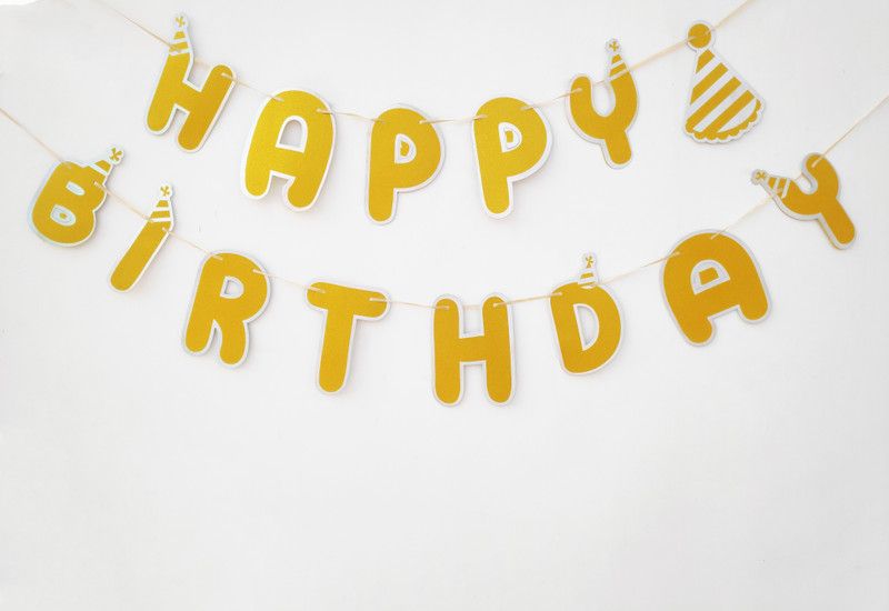 FUNCART Glitter Golden Printed Happy Birthday Letter Banner Banner  (8.2 ft, Pack of 1)