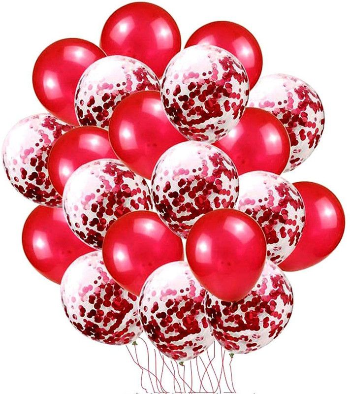 Ripp Printed Printed Red 10 Confetti 10 Balloons for Decoration, Birthday, Party, Decor Balloon  (Red, Pack of 20)