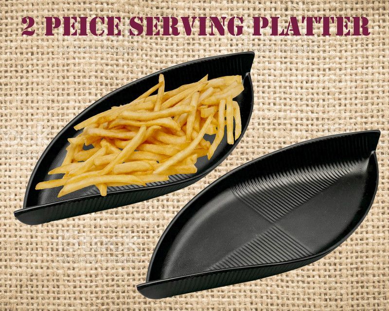 ZIDO (Pack of 2) Exclusive Classical Designer Snacks Serving Platter for Multipurpose Use Sizzler Tray  (Pack of 2)