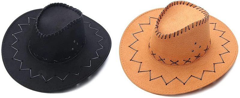 UNIQ COLLCETION COWBOY HAT  (Black, Brown, Pack of 2)