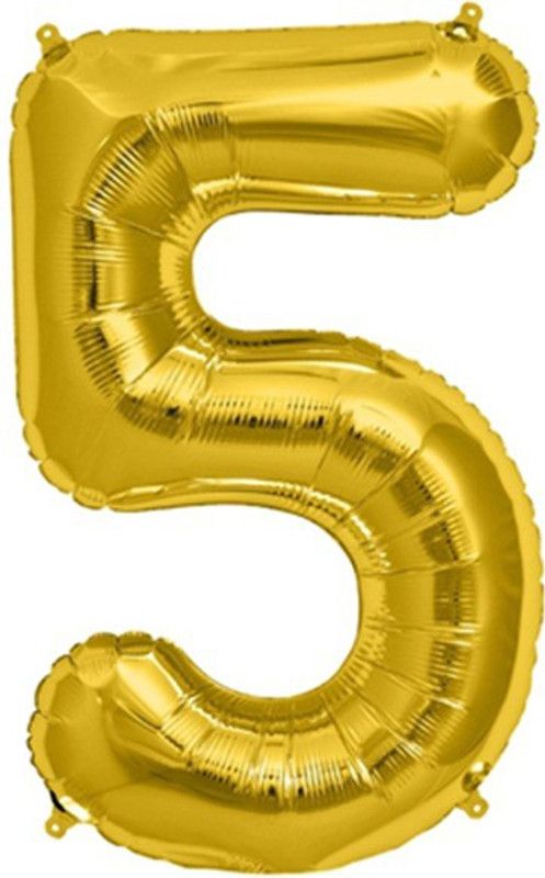 Events Framer Solid 5 - Number Foil Balloon Gold Letter Balloon  (Gold, Pack of 1)
