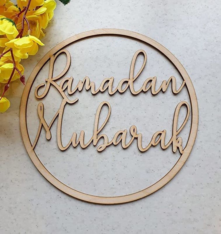 CLITHS Pack of 1 Piece Ramadan Wooden Plaque Ornament, Wooden Plaque Ornament Wooden Cut-outs  (1)