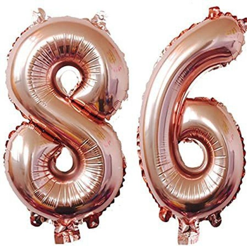 zerecord Solid '86' foil balloon decorationc Letter Balloon  (Pink, Pack of 2)