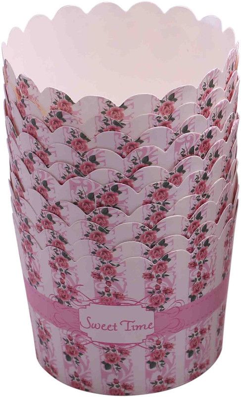 FUNCART Pink floral sweet time cupcake wrappers (pack of 10) Flawers paper Gift Wrapper  (Mutlicolor)