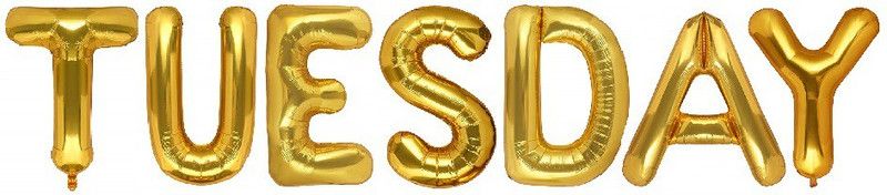 De-TechInn Solid (40.64 CM) Alphabets (Tuesday) Week/Weekday/Weekend Soild (Golden) Color 3D Foil Balloons For Kids Party Supplies, Birthday And Anniversary Parties Decoration And Celebration Balloon  (Gold, Pack of 7)