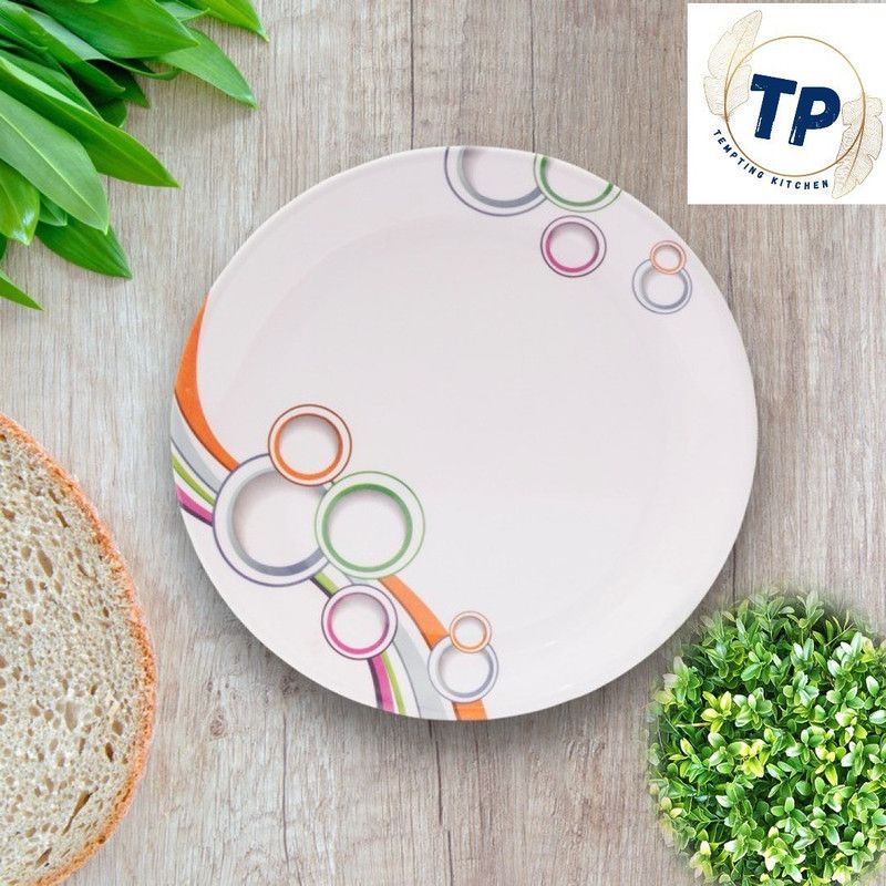 tempting kitchen Melamine Quarter/Half Plate Tableware Dessert Plate Quarter Plate  (Pack of 6, Microwave Safe)