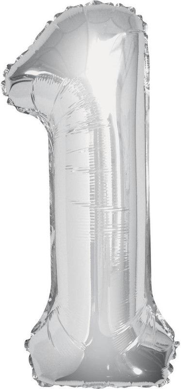 BashNSplash Solid 17" NUMBER FOIL BALLOON BIRTHDAY PARTY DECORATION SILVER 1 (PACK OF 1) Letter Balloon  (Silver, Pack of 1)