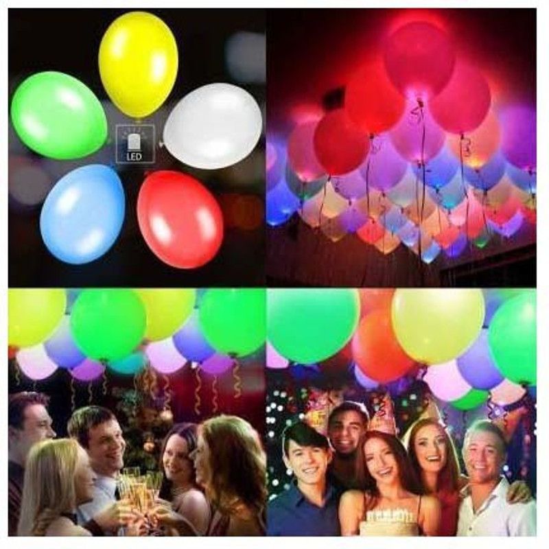 Victory Joy Solid New Handicraft Solid LED Light Balloon Pack of 20 Balloon Balloon  (Multicolor, Pack of 20)