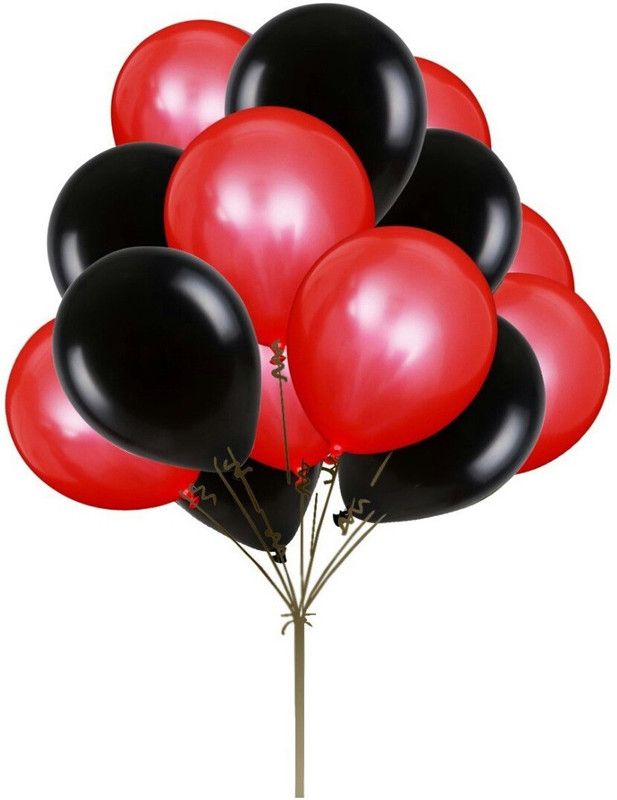 PartyballoonsHK Solid Metallic Red & Black Balloon  (Red, Black, Pack of 100)