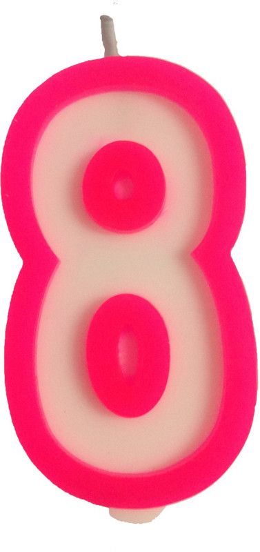 FUNCART Pink and White Numerical Eight Style Candle Candle  (Pink, Pack of 1)