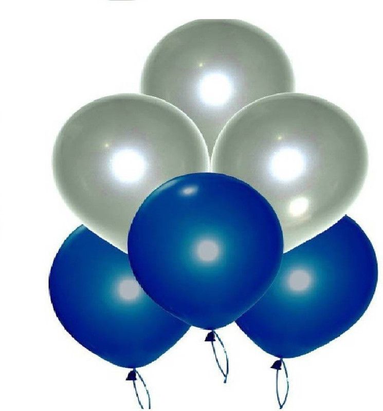 Nivel Solid 101212 Balloon  (Blue, Silver, Pack of 50)