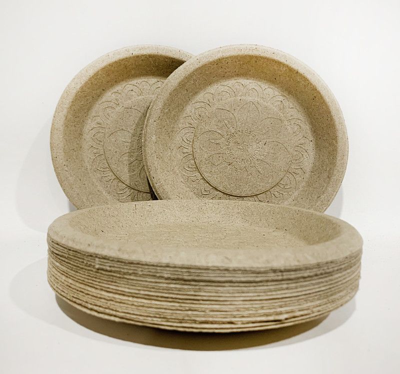 Ambassador TWI- Crop-Residue Straw Plate 7 inches Made from Vegetable Material and Flowers(Pack of 20) Dinner Plate  (Pack of 20, Microwave Safe)