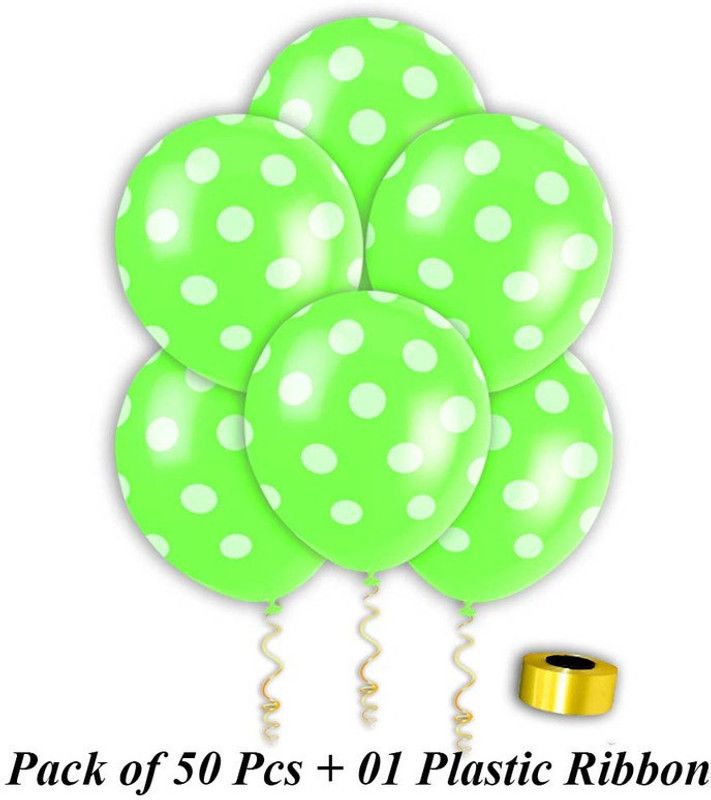 Shopperskart Printed Polka Balloons for birthday/Anniversary/party Decorations Balloon  (Green, Pack of 51)