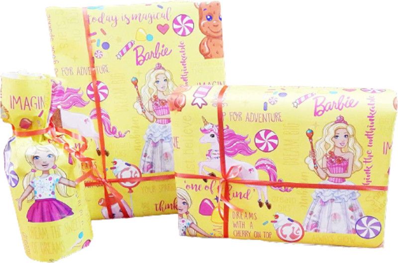 ThemeHouseParty THP-GIFT-WRAP-PAPER-BARBIE-01 Barbie paper Gift Wrapper  (Yellow)