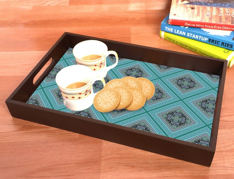 BPDESIGNSOLUTION Jaisalmer Printing Serving Tray for Kitchen serveware Coffee Tray Table Tray Size 15x9.5x1.85 inch Tray