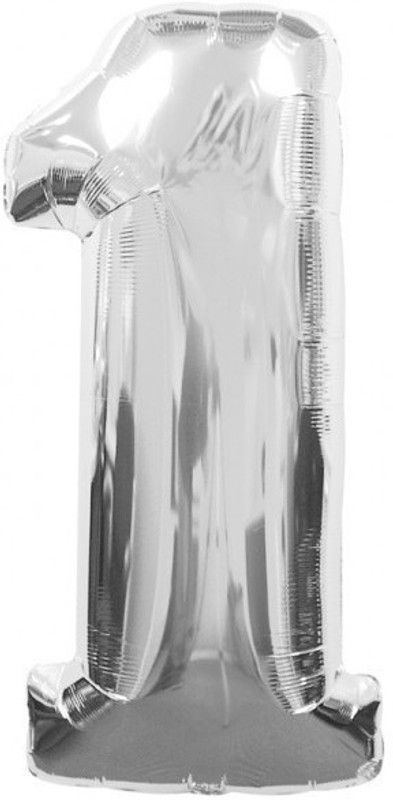 Party Anthem Solid "1" Number Silver foil Balloon - 16 inches Balloon  (Silver, Pack of 1)