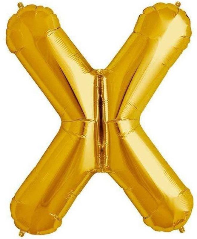 De-Ultimate Solid Golden Color Alphabet (X) 3D Foil Letter Balloon  (Gold, Pack of 1)