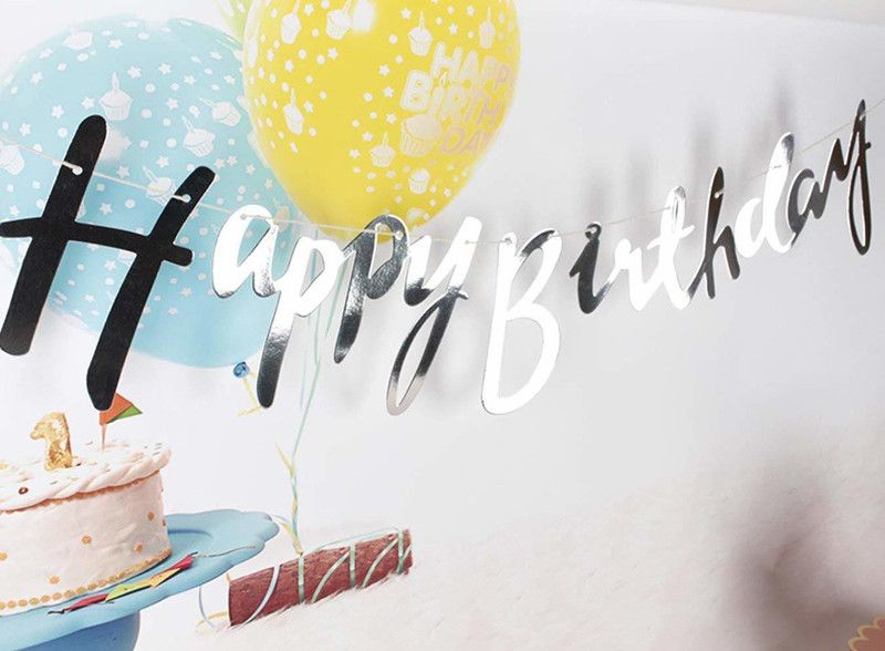 A To Z Traders Happy Birthday Banner for Birthday Celebration of Kids and Adults (Silver) Banner  (5 ft, Pack of 1)