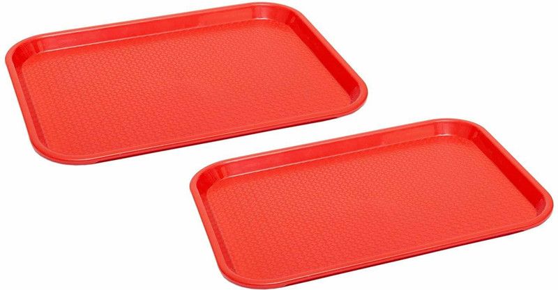 Kanha BPA Free Serving Tray for Home Bars Restaurants 12x16 Inches RED Tray  (Pack of 2)