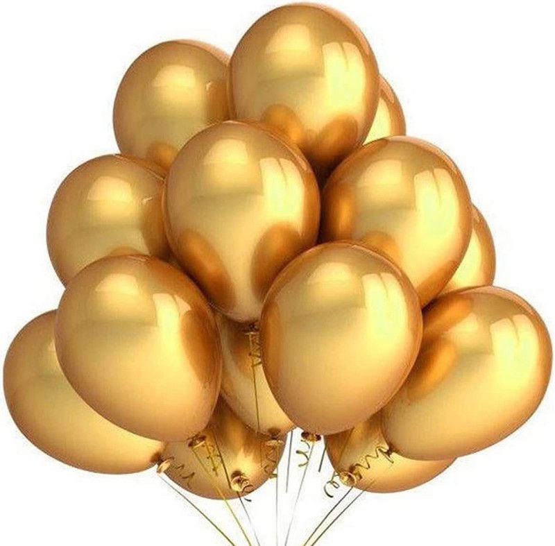 AMFIN Solid Metallic Balloons Gold for Birthday Decoration Balloon  (Gold, Pack of 25)