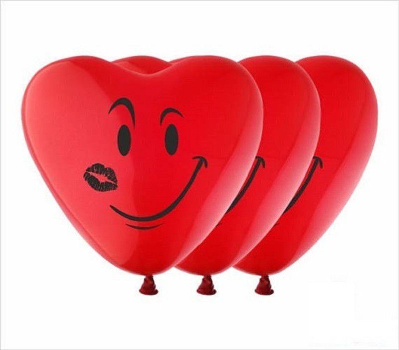 PartyballoonsHK Printed love Heart Shaped Balloon  (Red, Black, Pack of 30)