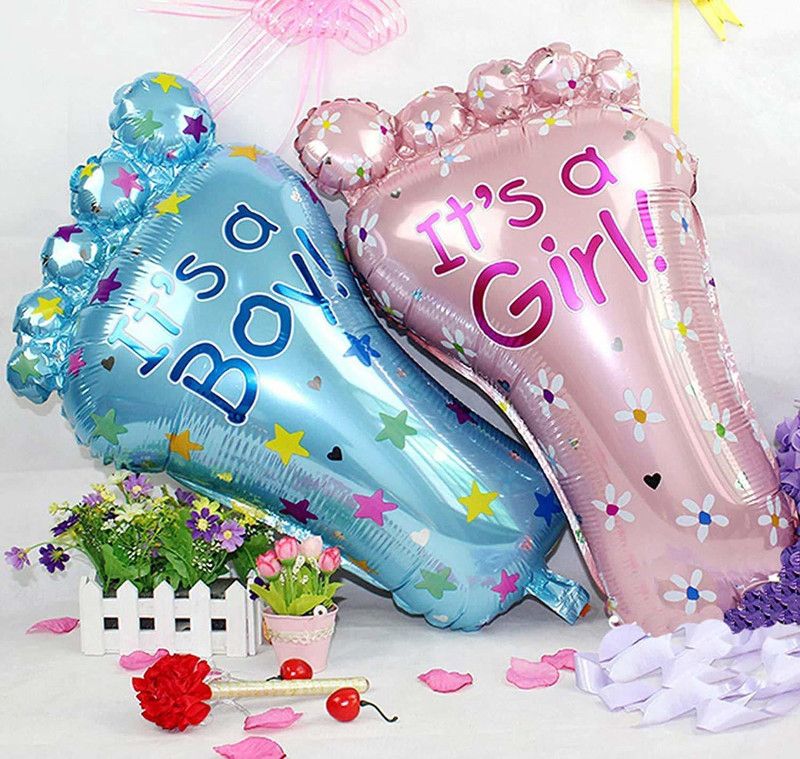 SOI Printed (Pack of 2) 27 inch Baby Shower Foot Mylar Foil Balloons Its a boy & Its a Girl Lovely Feet Balloon Birthday Party Baby Shower Decoration Material (FEET (It's A BOY & It's A Girl)) Balloon  (Multicolor, Pack of 2)