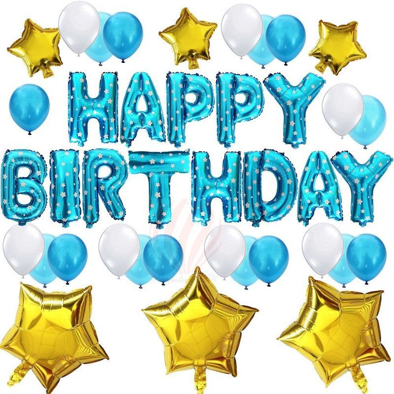 PartyballoonsHK Printed Cute Birthday Party Decorations Set Balloon  (Blue, Pack of 1)
