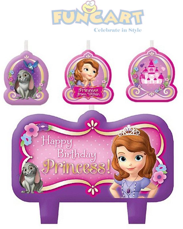 FUNCART Sofia happy birthday Candle  (Multicolor, Pack of 4)