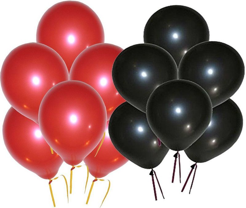 Ishant Creation Solid balloon1010 Balloon  (Red, Black, Pack of 100)