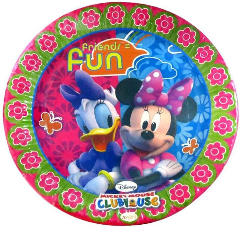 FUNCART Minnie1 Club House_Theme Quarter Plate  (Pack of 10, Microwave Safe)