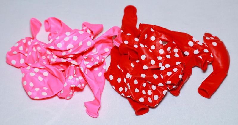 shopely Printed (red & light pink) colour Polka Dot Balloons -pack of 100 Balloon  (Multicolor, Pack of 100)