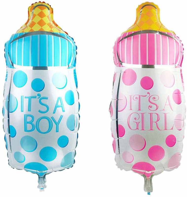 SOI Printed (Pack of 2) 27 inch Baby Shower Mylar Foil Balloons Its a boy & Its a Girl Bottle Shape Balloon Birthday Party Baby Shower Decoration Material (Bottle (It's A BOY & It's A Girl)) Balloon  (Multicolor, Pack of 2)